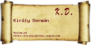 Király Dormán névjegykártya
